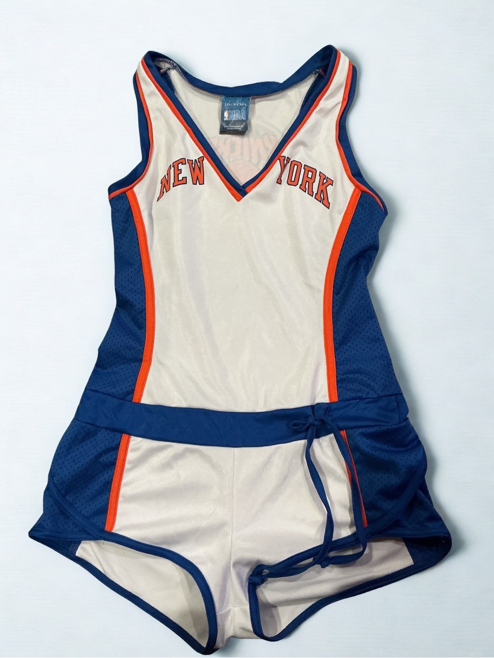 NBA New York Knicks Y2K White, Blue & Orange Athletic Romper